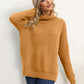 Slit Turtleneck Dropped Shoulder Sweater
