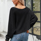 Women's Boat Neck Horizontal Ribbing Dolman Sleeve Sweater