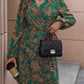 Leah Floral Green Balloon Sleeve Mini Dress