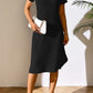 Full Size Ribbed Asymmetrical Neck Short Sleeve Dress
