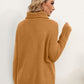 Slit Turtleneck Dropped Shoulder Sweater