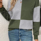 Textured Color Block Round Neck Sweatshirt