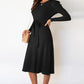 Full Size Round Neck Long Sleeve Tie Waist Sweater Dress