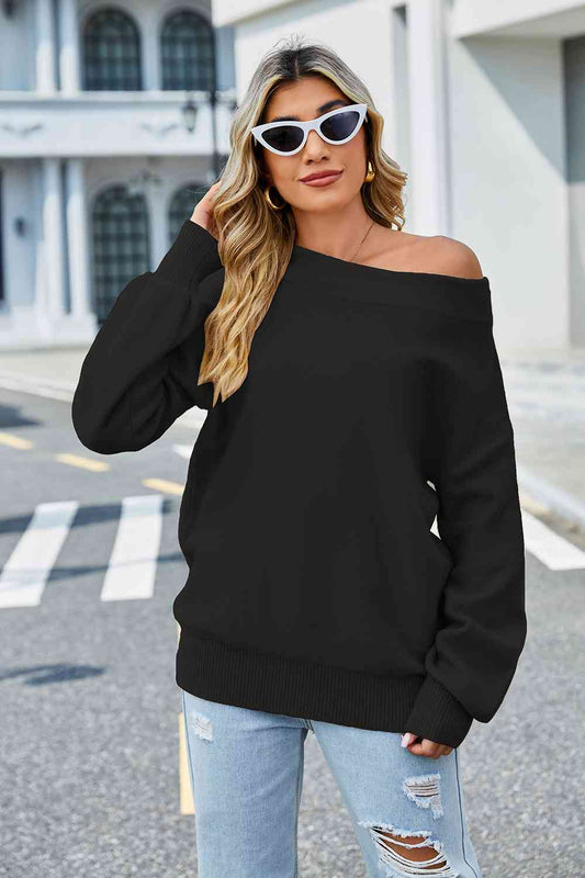 KnittedEmporium Long Sleeve Ribbed Trim Sweater
