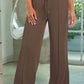 Drawstring Wide Leg Pants with Pockets