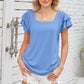Full Size Square Neck Flutter Sleeve Top