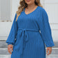 Plus Size Ribbed Tie Front Long Sleeve Sweater Dress