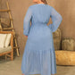 Plus Size Polka Dot Tie Neck Balloon Sleeve Maxi Dress