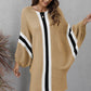 Ribbed Round Neck Long Sleeve Sweater Dress