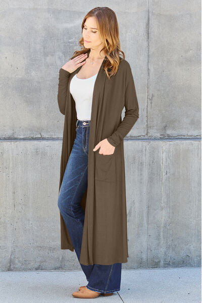 Basic Bae Full Size Open Front Long Sleeve Cover Up Cardigan