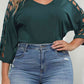 Plus Size Cutout Three-Quarter Sleeve Blouse