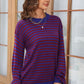 Striped Round Neck Dropped Shoulder Sweater