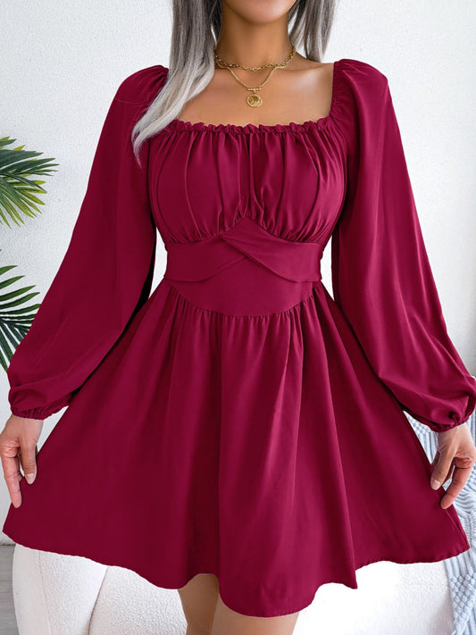 HANNAH MEA Tied Square Neck Balloon Sleeve Dress