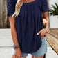 Eyelet Square Neck Puff Sleeve T-Shirt