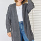 Cable-Knit Open Front Dropped Shoulder Cardigan