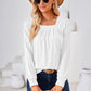 Square Neck Ruched Long Sleeve Blouse