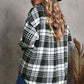 Plaid Collared Neck Button Up Jacket with Pockets