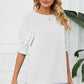 Frill Round Neck Lantern Sleeve T-Shirt