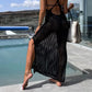 Openwork Slit Cutout Wide Strap Dress