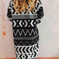 Geometric Button Front Longline Cardigan