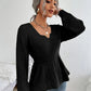 Notched Dropped Shoulder Knit Top