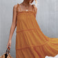 Women's Tie-Shoulder Frill Trim Sleeveless Dress