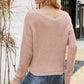 Waffle-Knit Drawstring Detail V-Neck Sweater