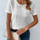 Eyelet Round Neck Short Sleeve T-Shirt
