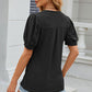 Eyelet Notched Puff Sleeve T-Shirt