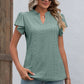 Eyelet Notched Flutter Sleeve T-Shirt
