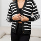 Beauteous Striped Dropped Shoulder V-Neck Knit Top