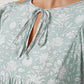 Women's DentaCosmo Floral Tie Neck Ruched Babydoll Dress