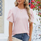 Round Neck Petal Sleeve T-Shirt