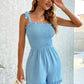 EillyBazar Smocked Frill Trim Tie-Shoulder Romper