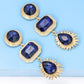Geometrical Shape Zinc Alloy Frame Glass Dangle Earrings
