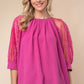 White Birch Round Neck Lace Half Sleeve Blouse