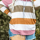 Plus Size Striped Slit Long Sleeve T-Shirt