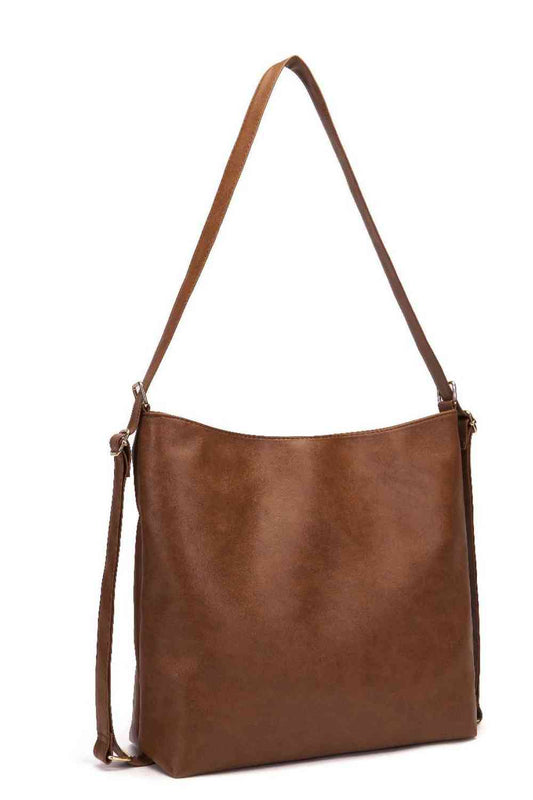 Arleth Chocolate Brown Large PU Leather Crossbody Bag