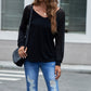 Women's Sheer Striped V-Neck Top