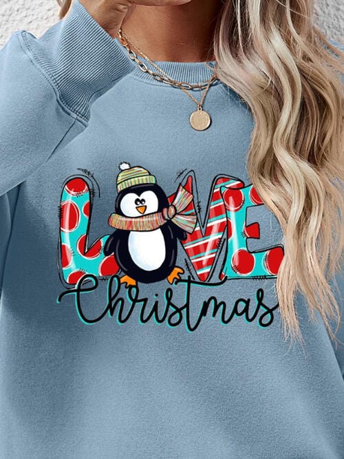 LIVE CHRISTMAS Drop Shoulder Round Neck Sweatshirt