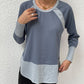 Waffle-Knit Round Neck Raglan Sleeve Tee