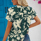 Women's Full Size Hanna Floral Notched Neck Cuffed Blouse