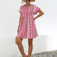 Striped Polka Dot Frill Short Sleeve Mini Dress