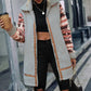 Geometric Zip-Up Collared Sherpa Jacket
