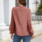 Smocked Mock Neck Swiss Dot Top