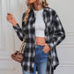 Plaid Button Up Dropped Shoulder Outerwear