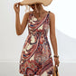 Smocked Printed V-Neck Mini Dress