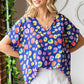 First Love Printed V-Neck Short Sleeve Blouse