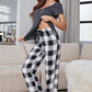 SLEEPWELL Curved Hem Short Sleeve Top and Plaid Pants Lounge Set