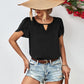 Women's Full Size Cutout Round Neck Petal Sleeve Blouse